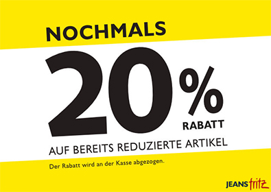 Jeans Fritz: 20% ON TOP AUF SALE Aktion